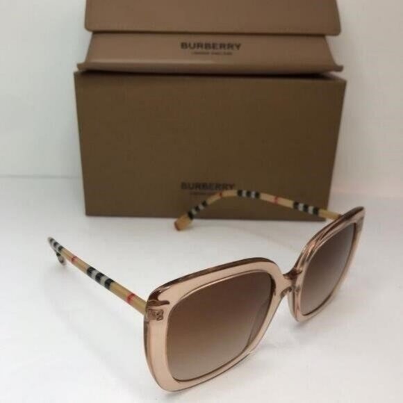 New - 💯 Original Burberry Caroll Gradient Brown Square Ladies Sunglasses BE432 - Picture 11 of 12